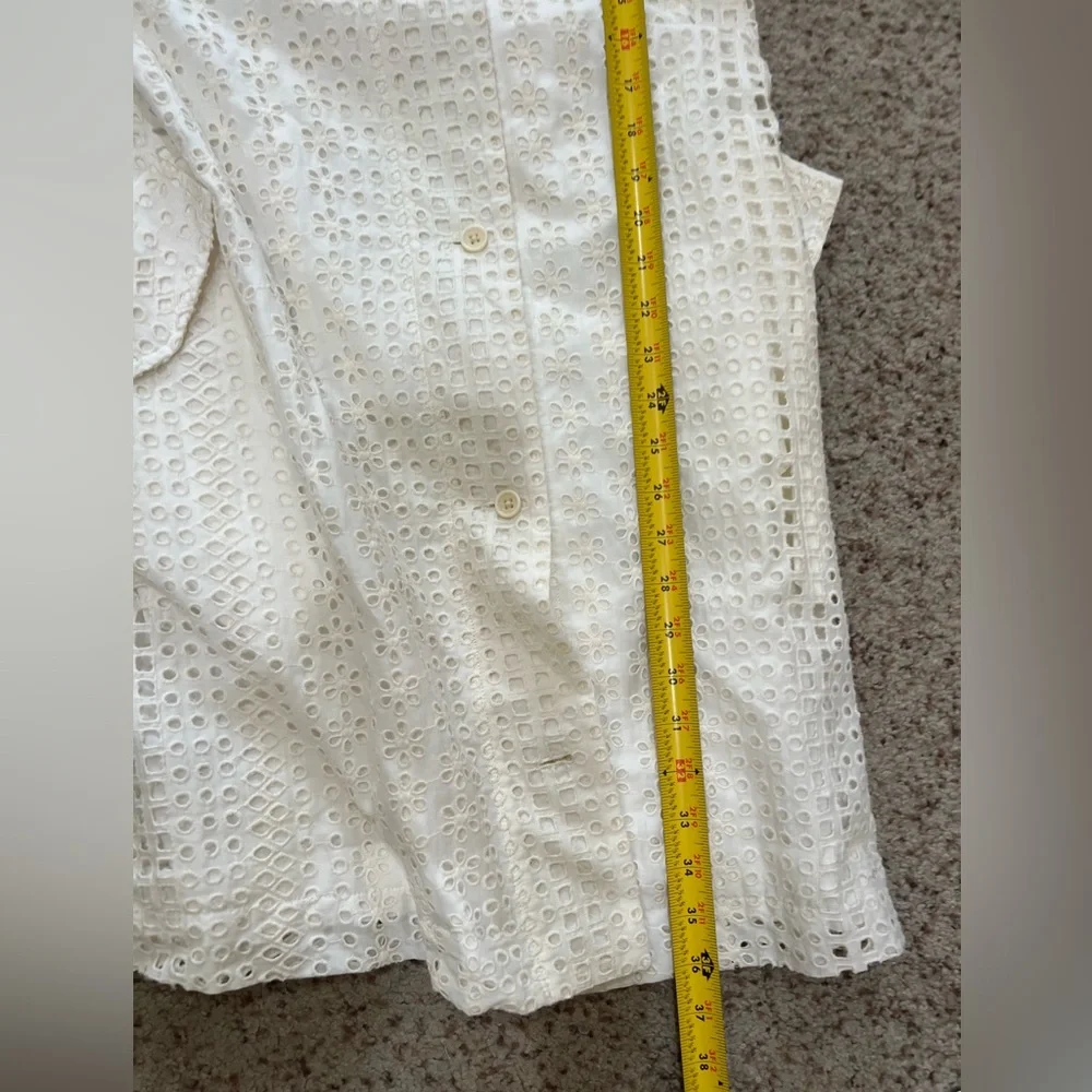 Banana Republic Ivory Eyelet belt short sleeve cotton Shirtdress pocket‎ 6 NWNT - Picture 12 of 12